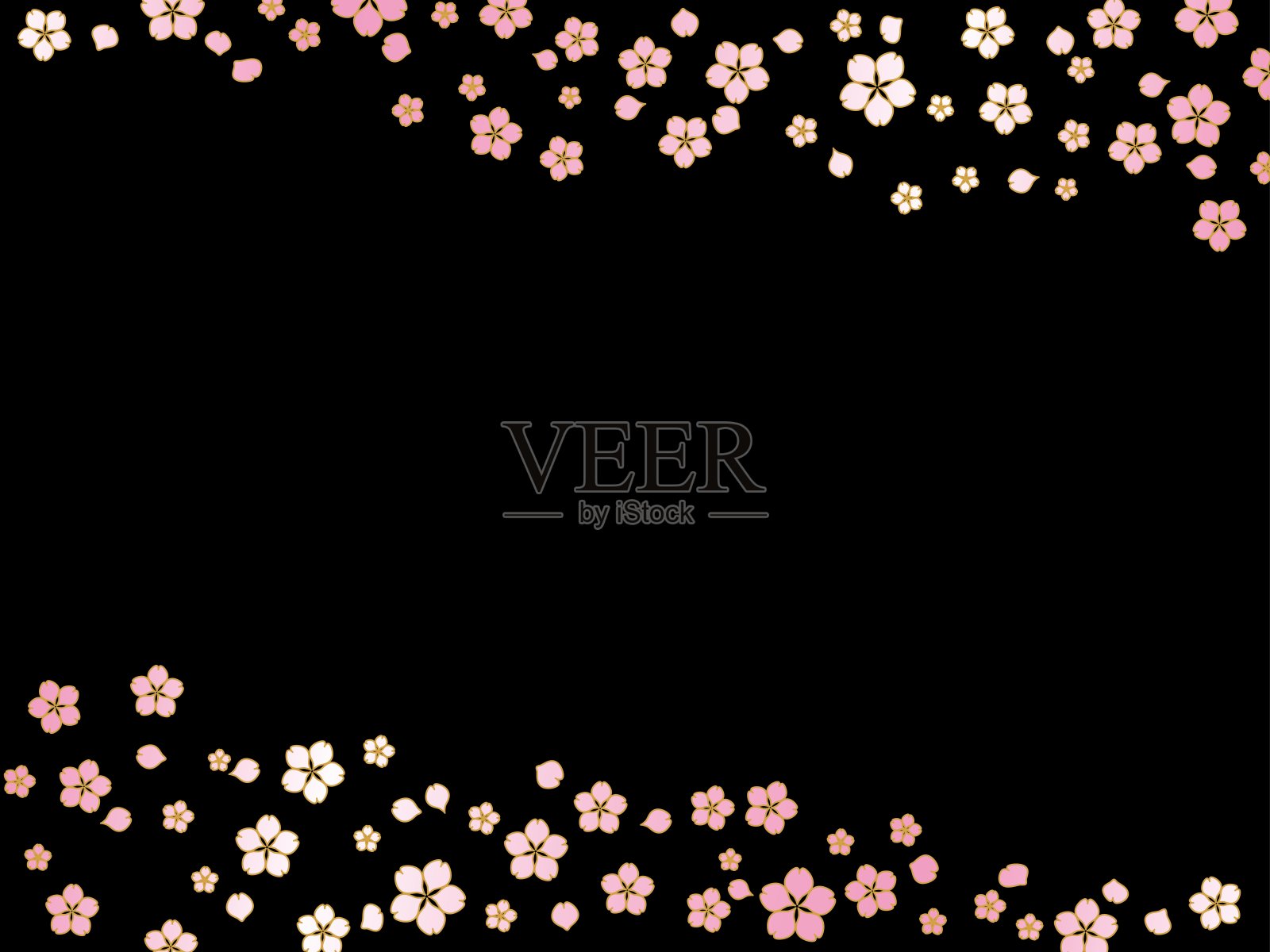 樱花边界F2插画图片素材