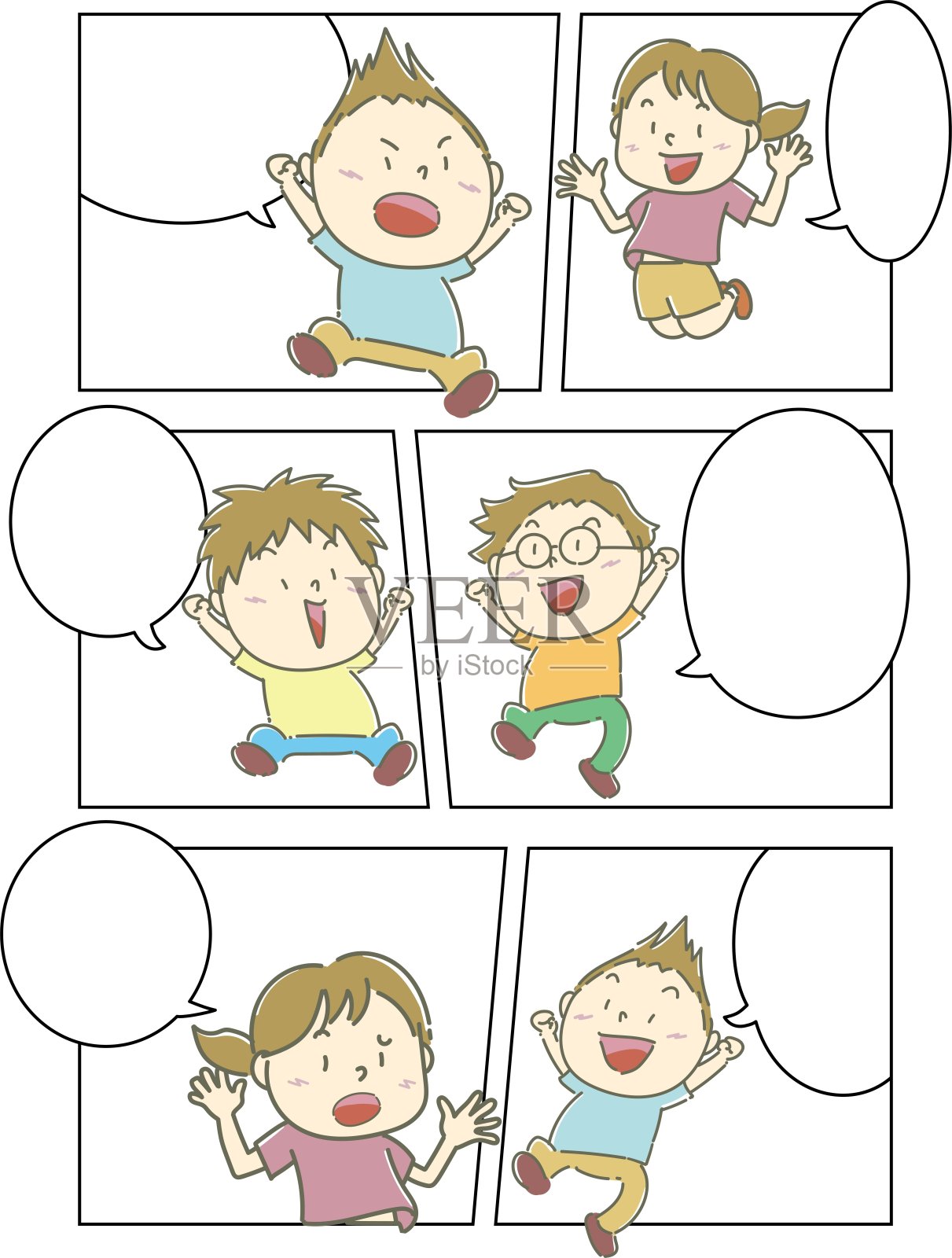 儿童说话卡通框架/插画素材(矢量插画)插画图片素材