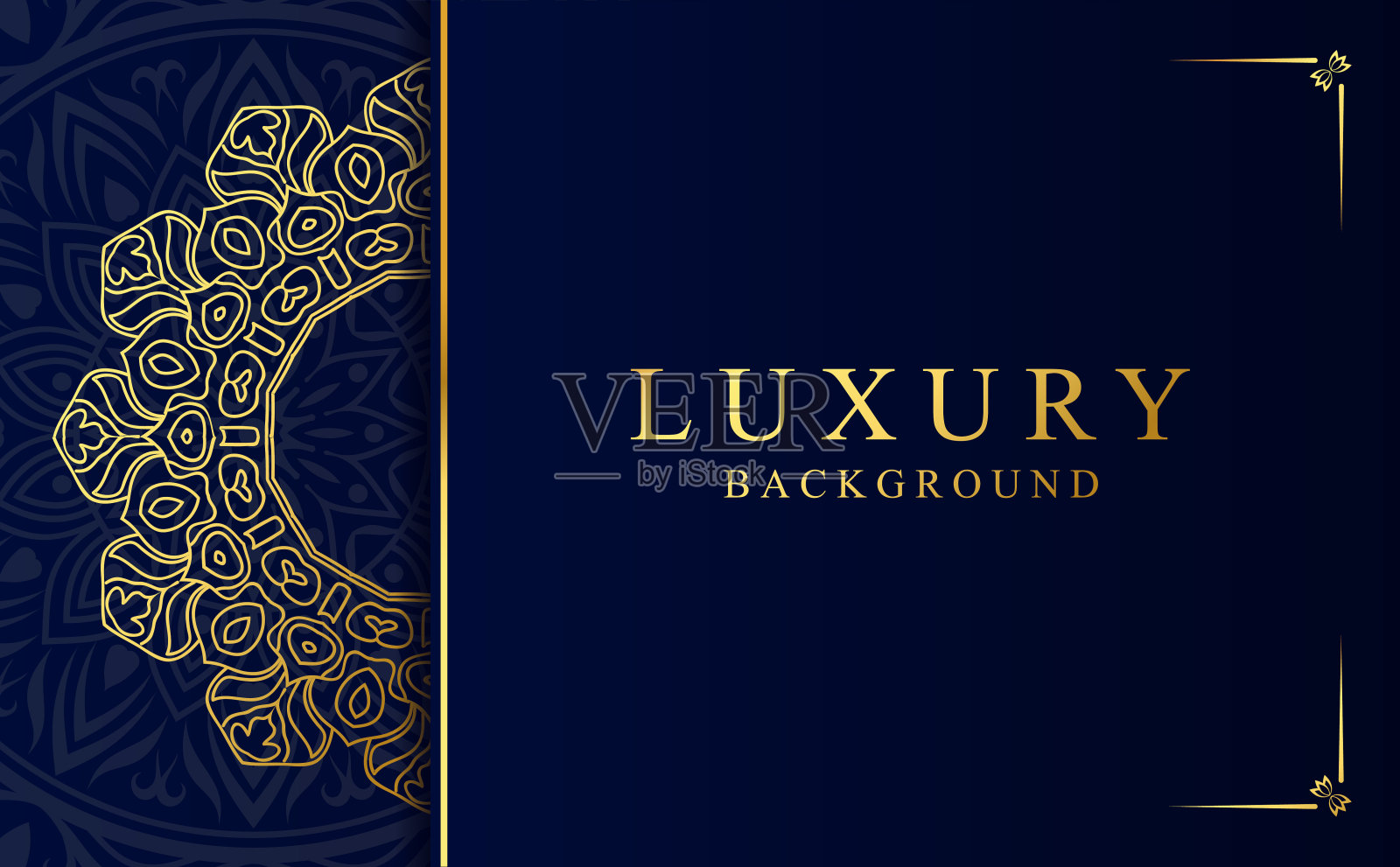 豪华金色装饰曼陀罗背景。美丽的阿拉伯式曼陀罗图案插画图片素材