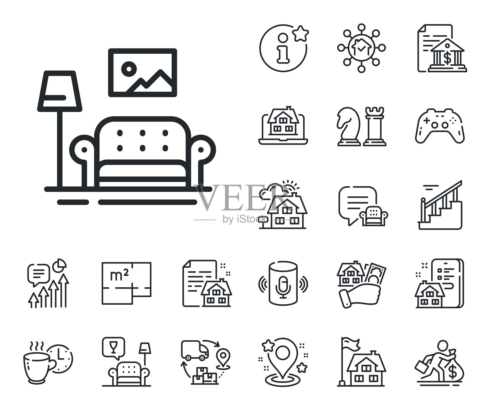 家具线条图标家居室内标志地板图标素材