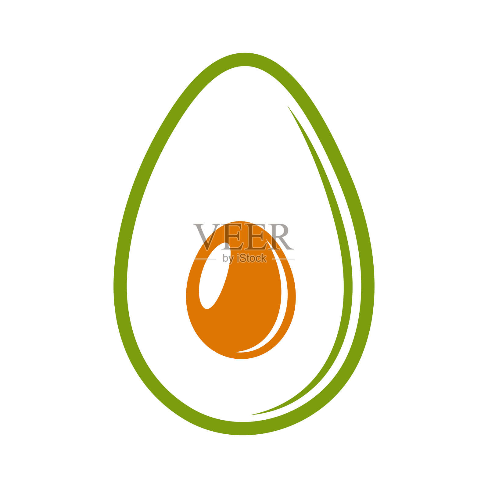 在白色背景上孤立的扁平鳄梨图标插画图片素材