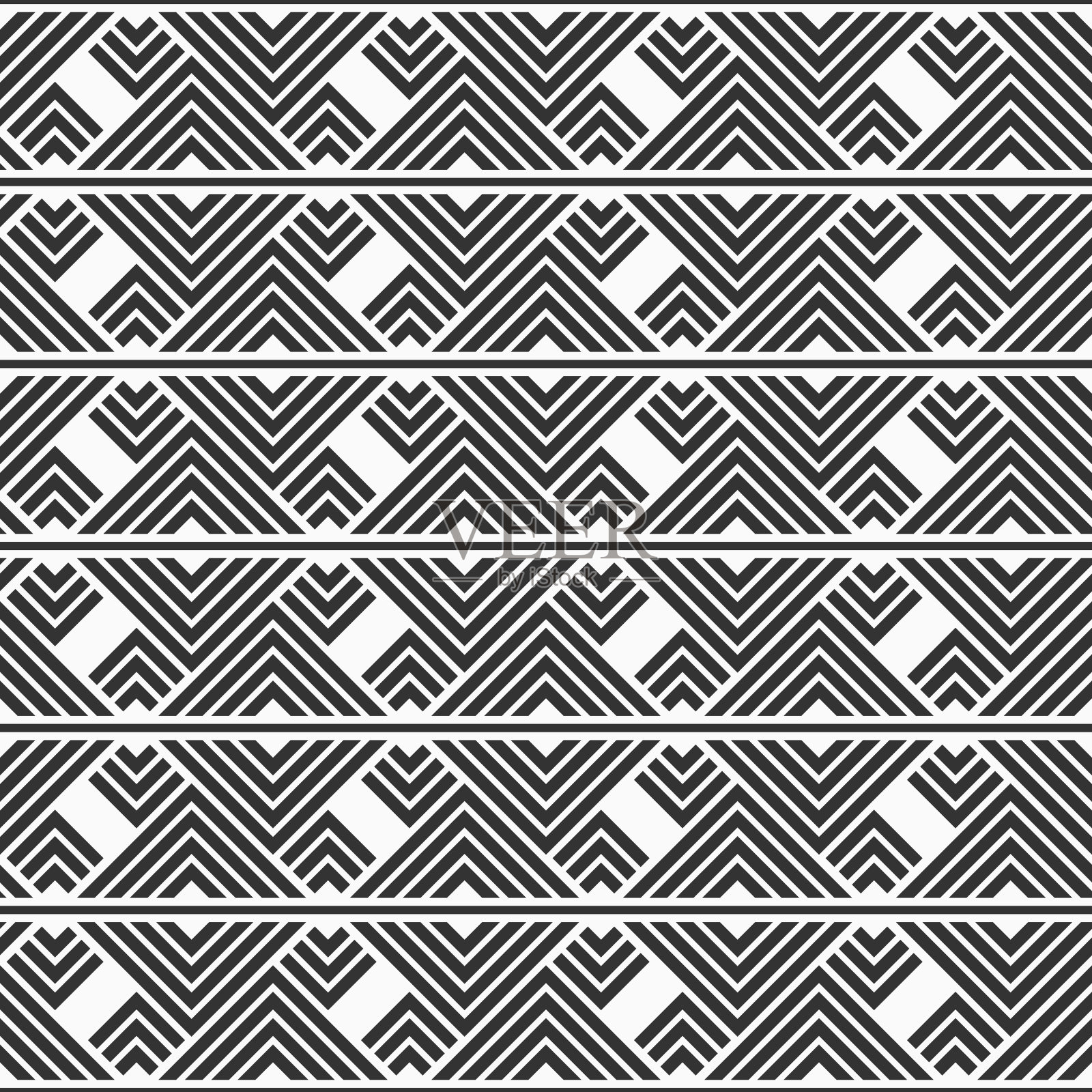 无缝矢量几何图案。几何条纹三角形装饰。插画图片素材