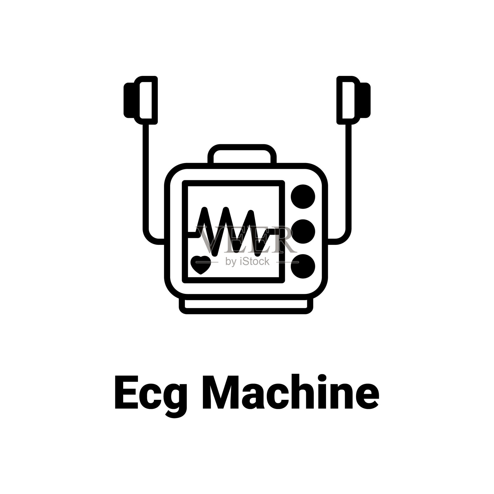 心电图机矢量图标容易修改插画图片素材