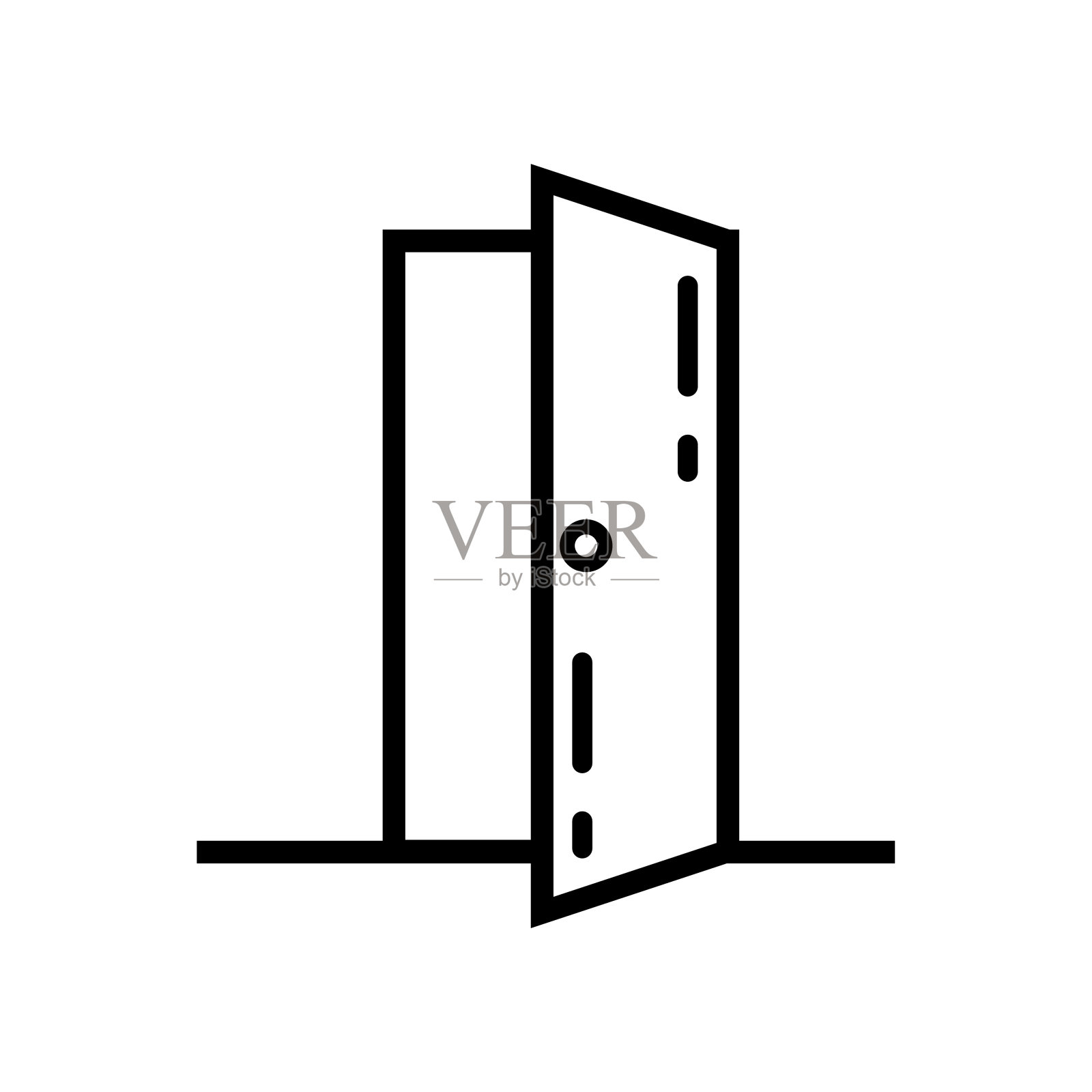 门线性图标符号向量。黑色轮廓门图标插画图片素材