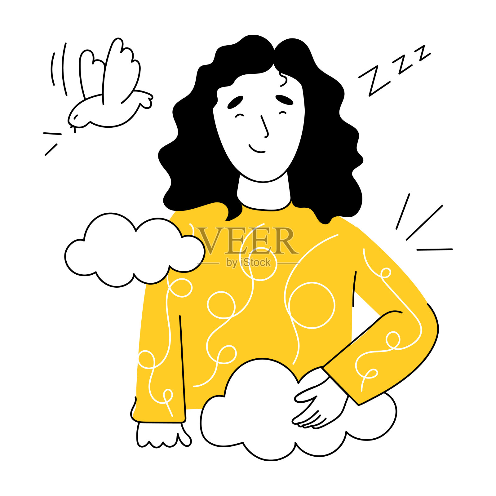 女人做梦插画图片素材