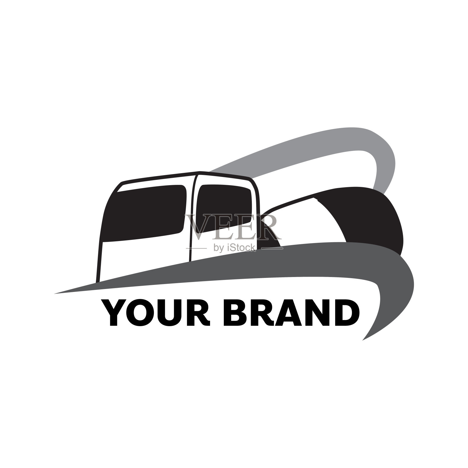 混凝土搅拌车施工车辆的标志和图标插画图片素材