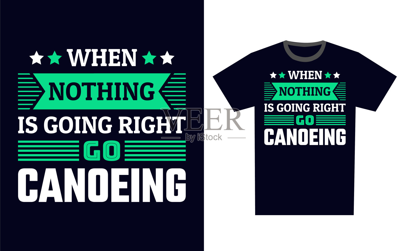 皮划艇T恤设计模板向量插画图片素材