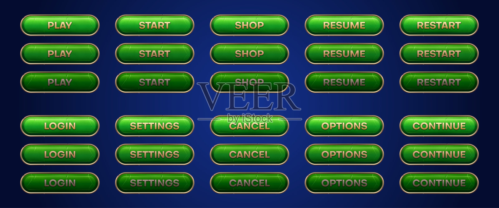 网页游戏菜单或网站ui设计的按钮插画图片素材