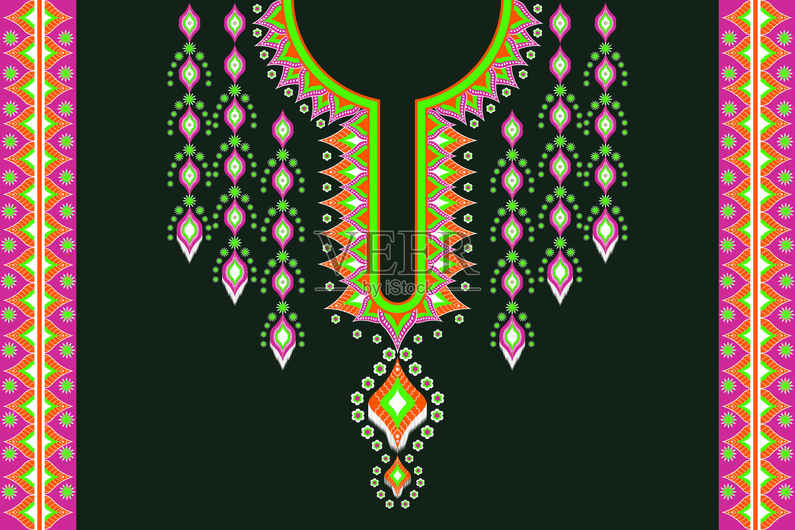 领口几何刺绣图案用于织物插画图片素材