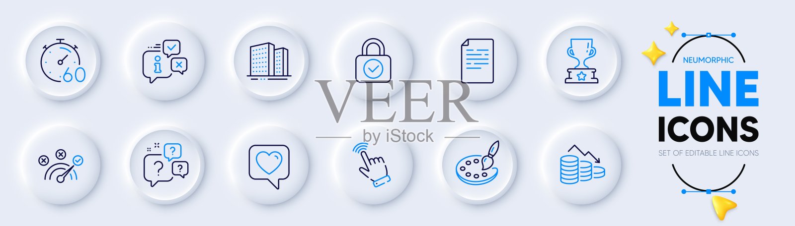 金钱损失，调色板和建筑物线图标的web应用程序。象形图标。向量图标素材