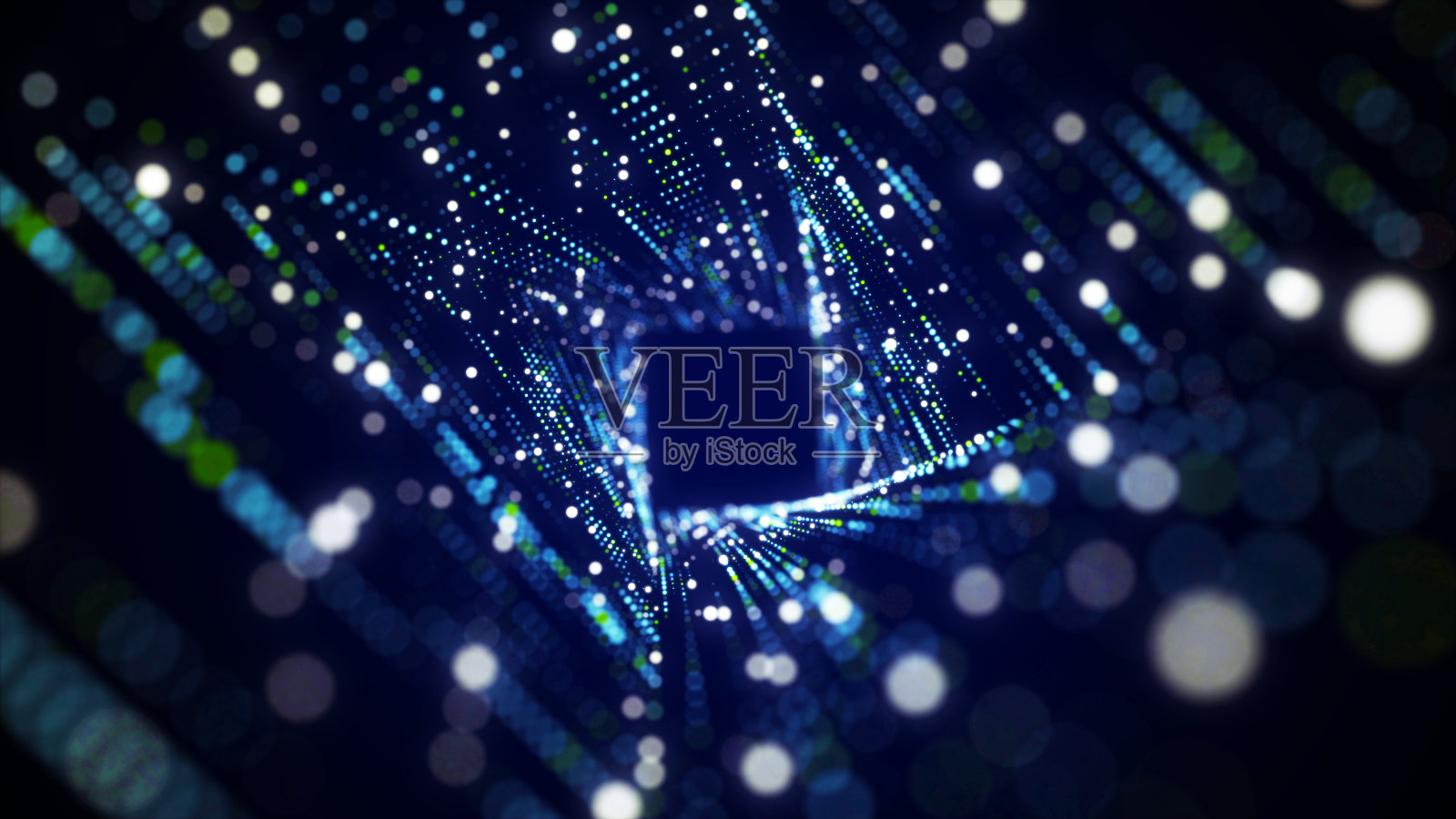 未来的粒子流在网络空间。摘要弯曲三维门户。数字技术网络流。大数据可视化。3 d渲染。照片摄影图片