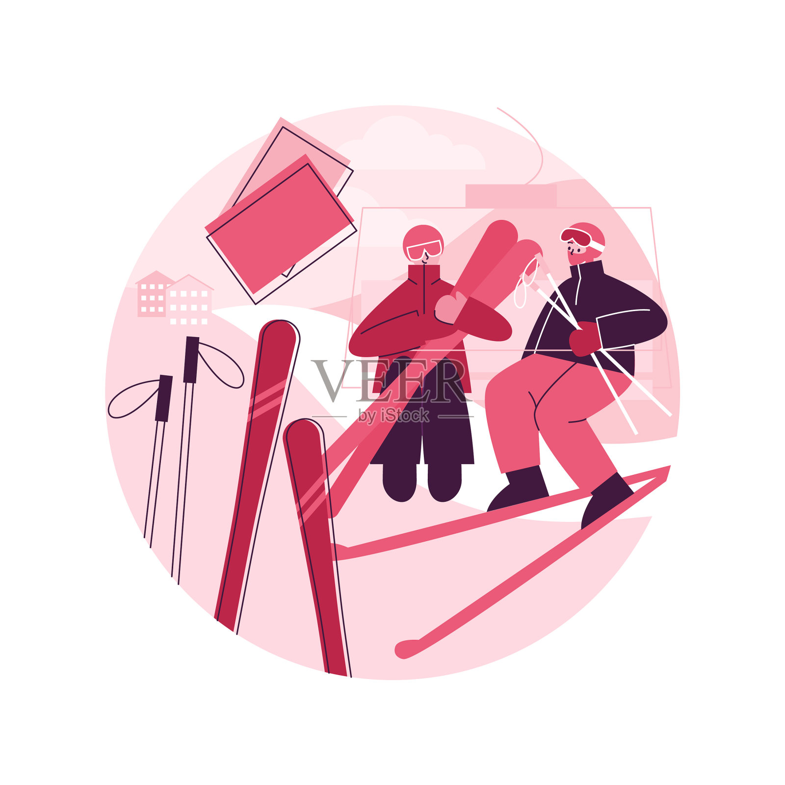 滑雪抽象概念设计元素图片