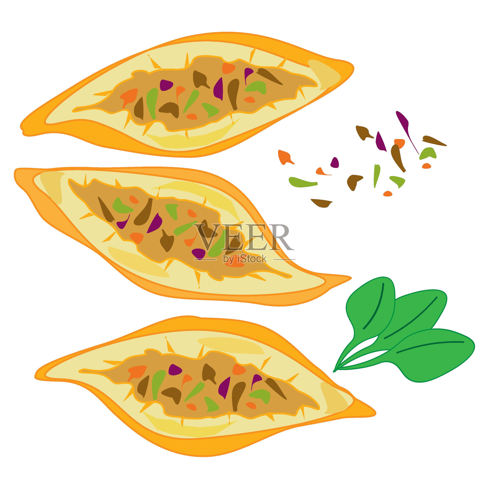 国民食品烘焙菜单。美食餐厅集菜单美味菜肴传统或民族食品在平面卡通手绘模板插图。插画图片素材