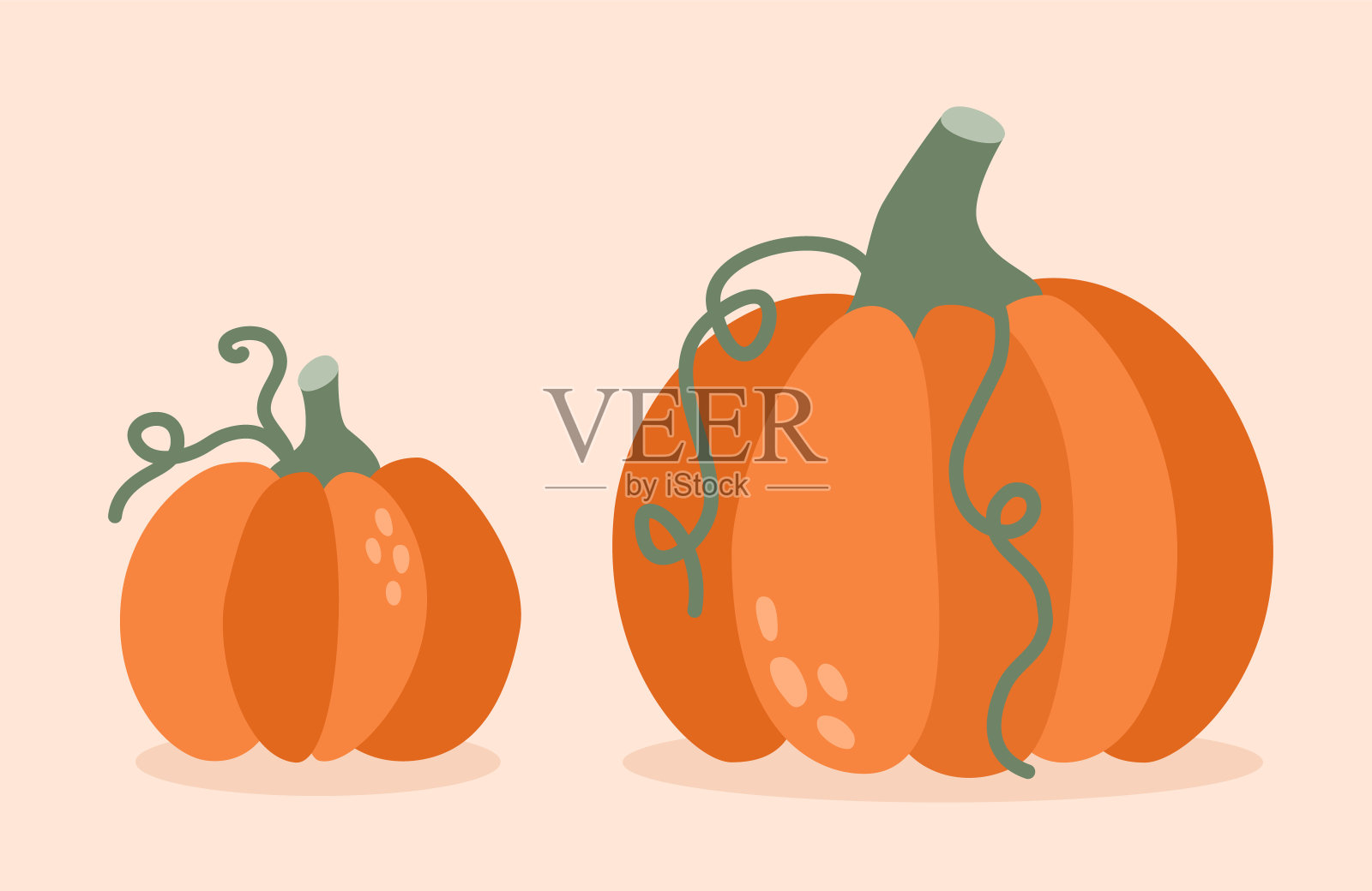 设计元素集可爱的南瓜在平面风格插画图片素材