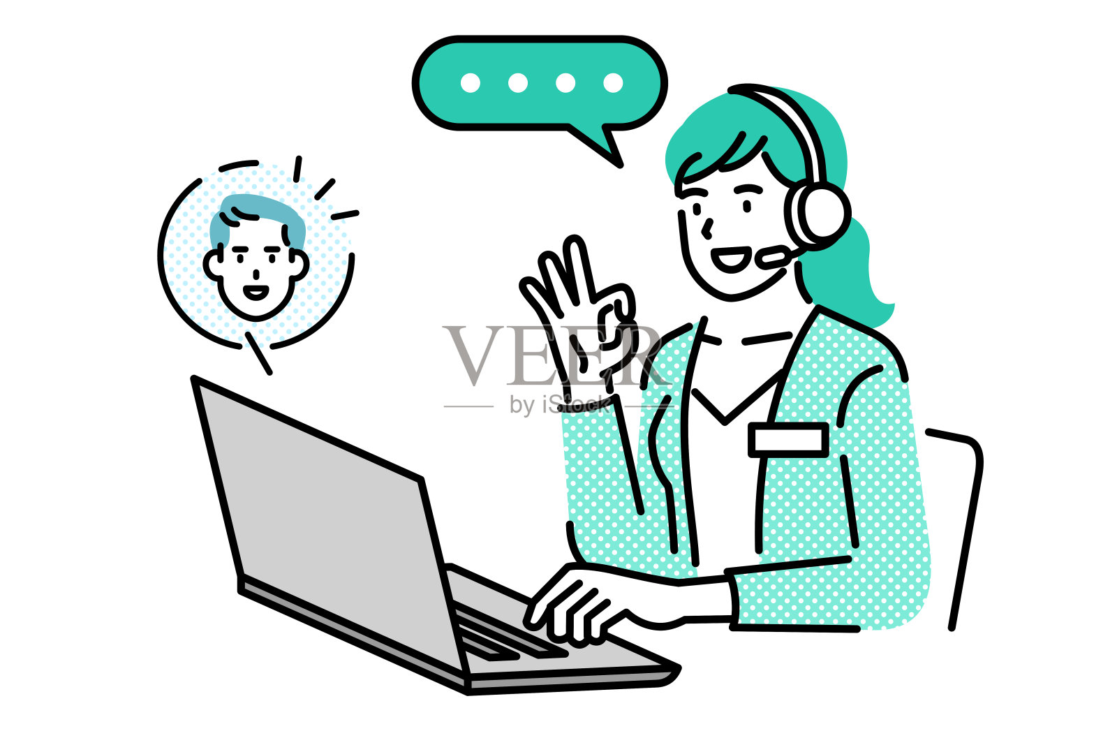 呼叫中心女座席插画图片素材