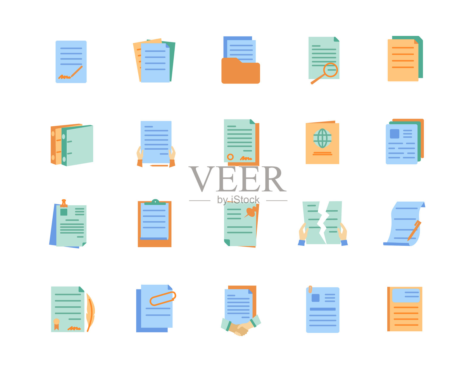 文档彩色图标集插画图片素材