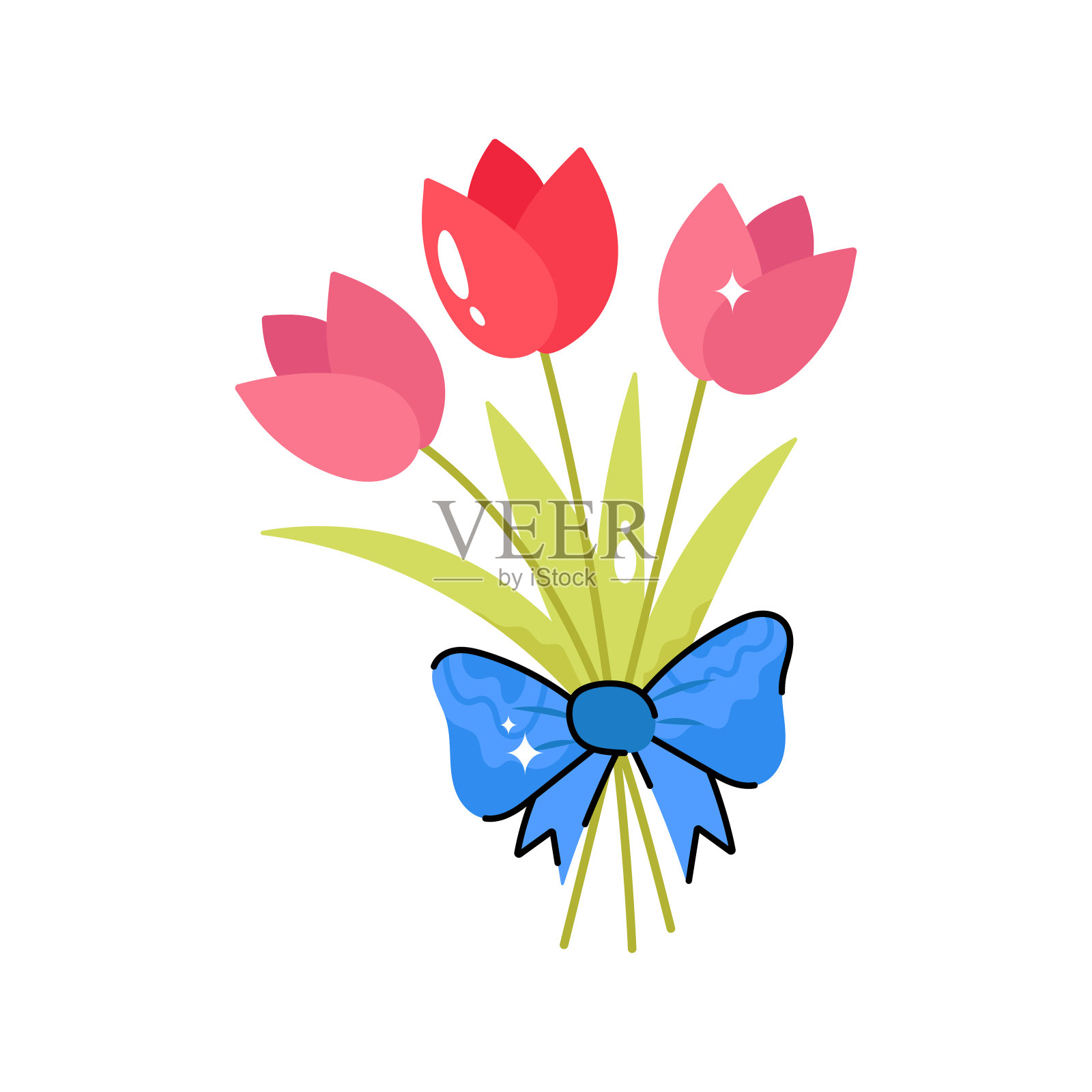 花涂鸦矢量轮廓贴纸。EPS 10文件插画图片素材