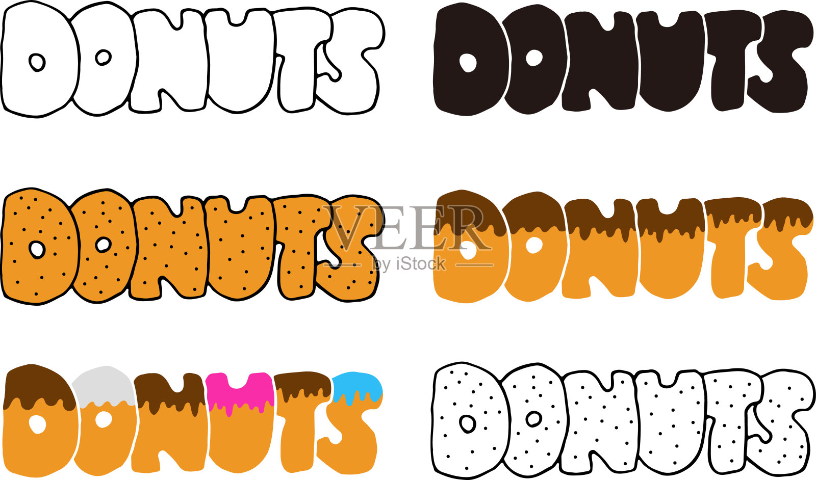 甜甜圈字符插图集插画图片素材