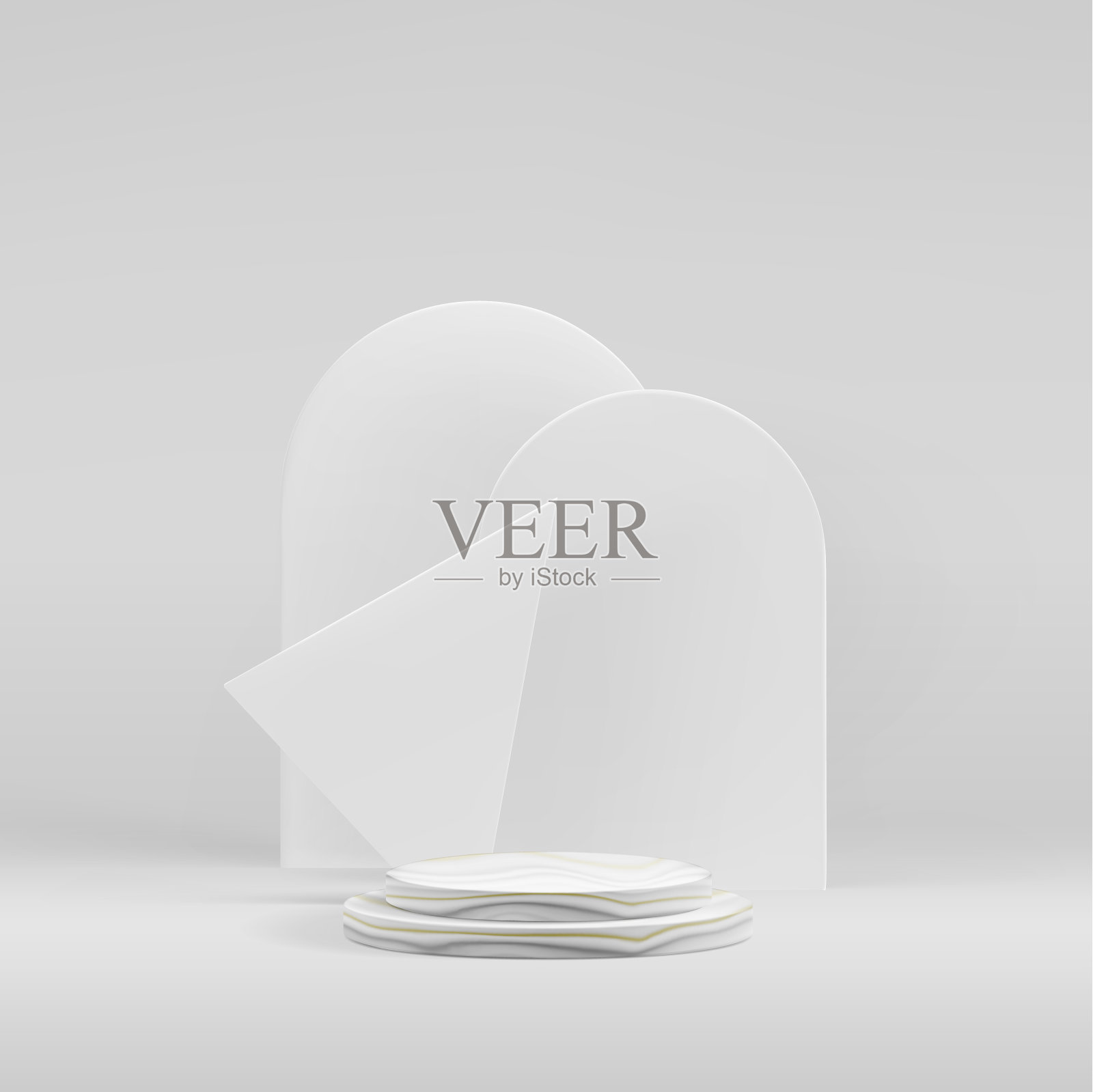 三维白色舞台与产品站圆灰色插画图片素材