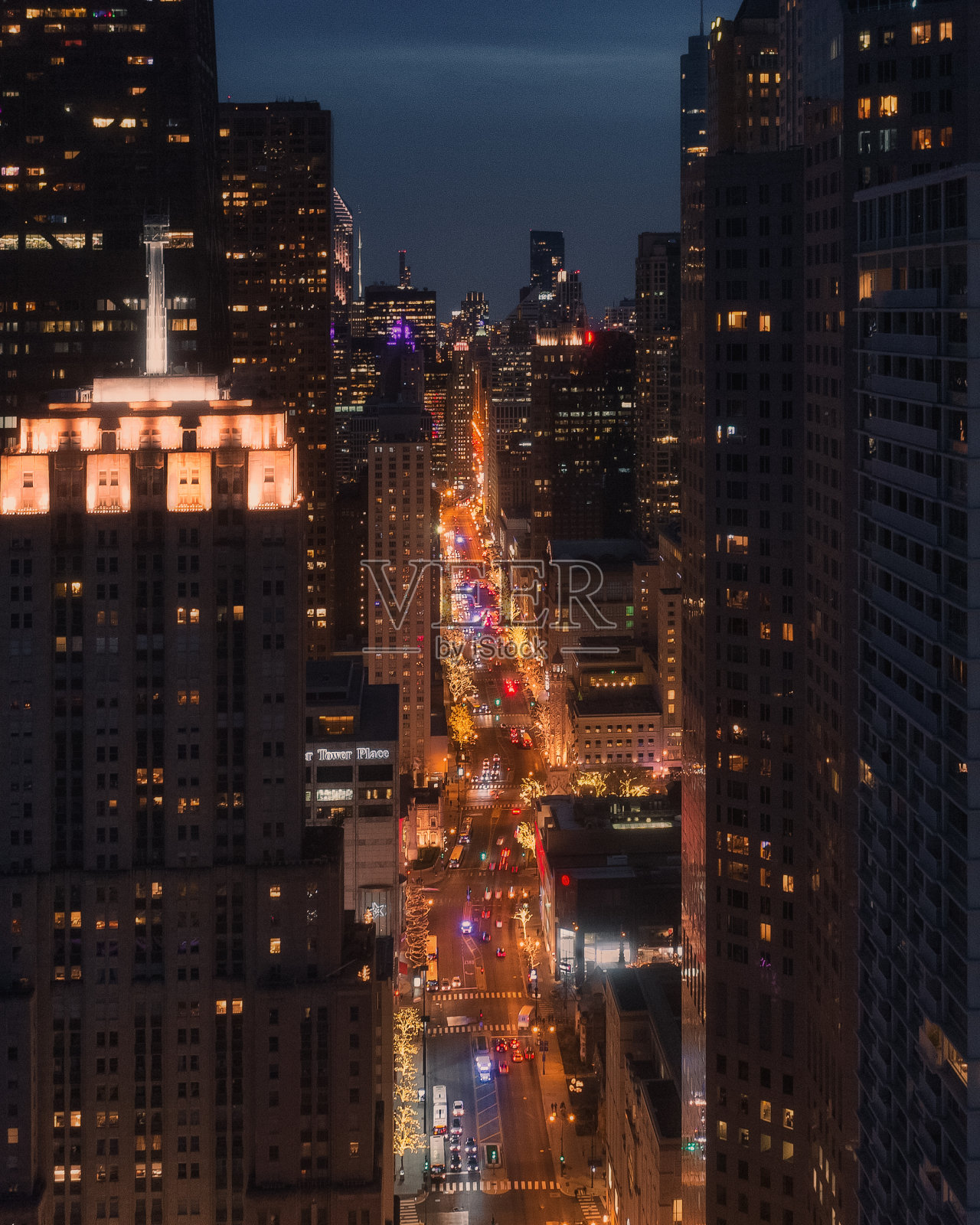 芝加哥壮丽一英里之夜照片摄影图片