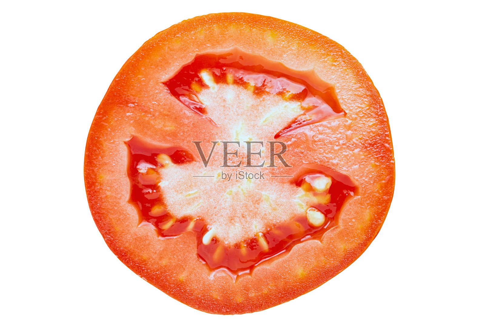 在白色背景上孤立的切片番茄。照片摄影图片