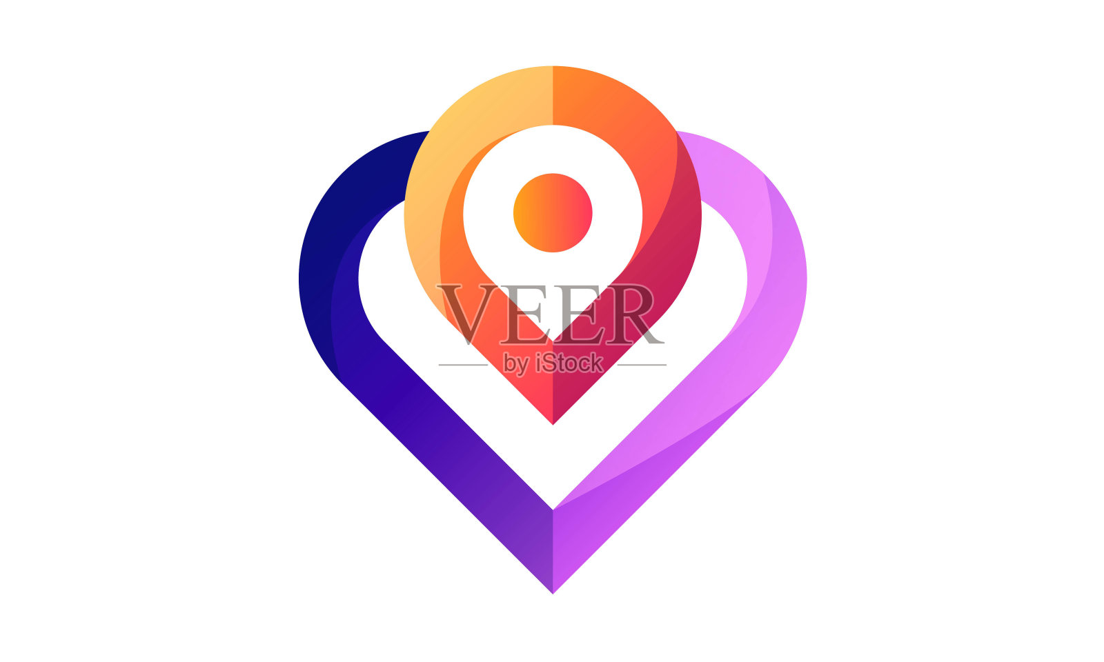 别针位置或心爱位置导航标志抽象矢量模板插画图片素材