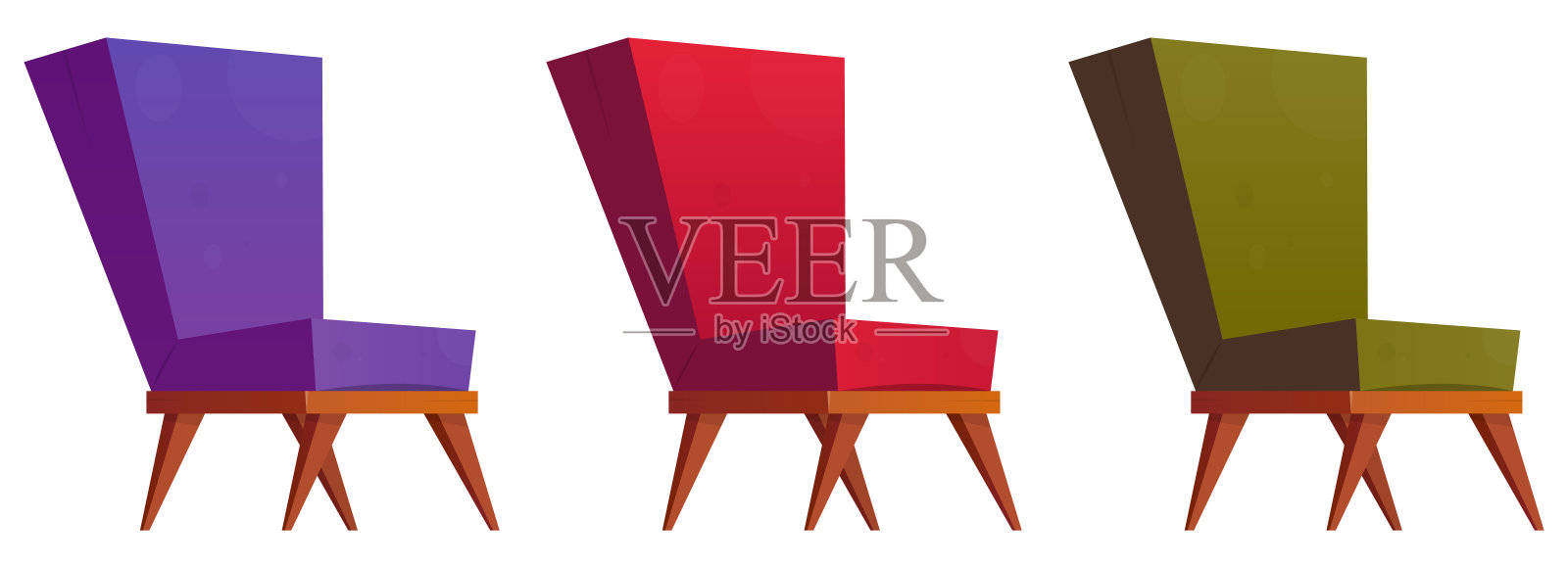 扶手椅收集在卡通风格的矢量插图孤立的白色插画图片素材