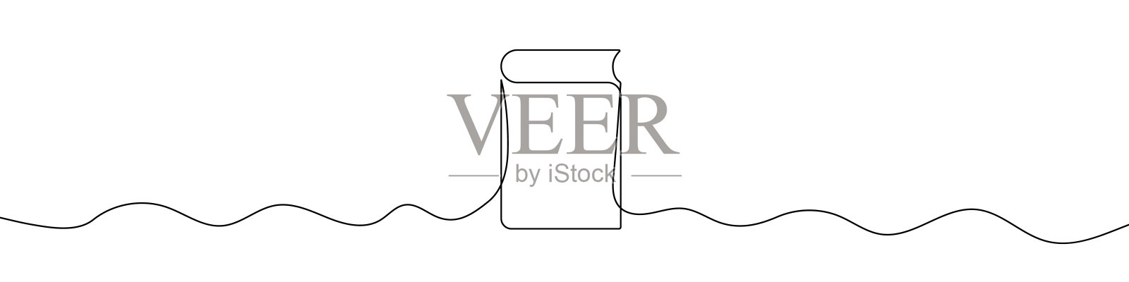 连续的单线绘制书的轮廓。书的线性图标。插画图片素材