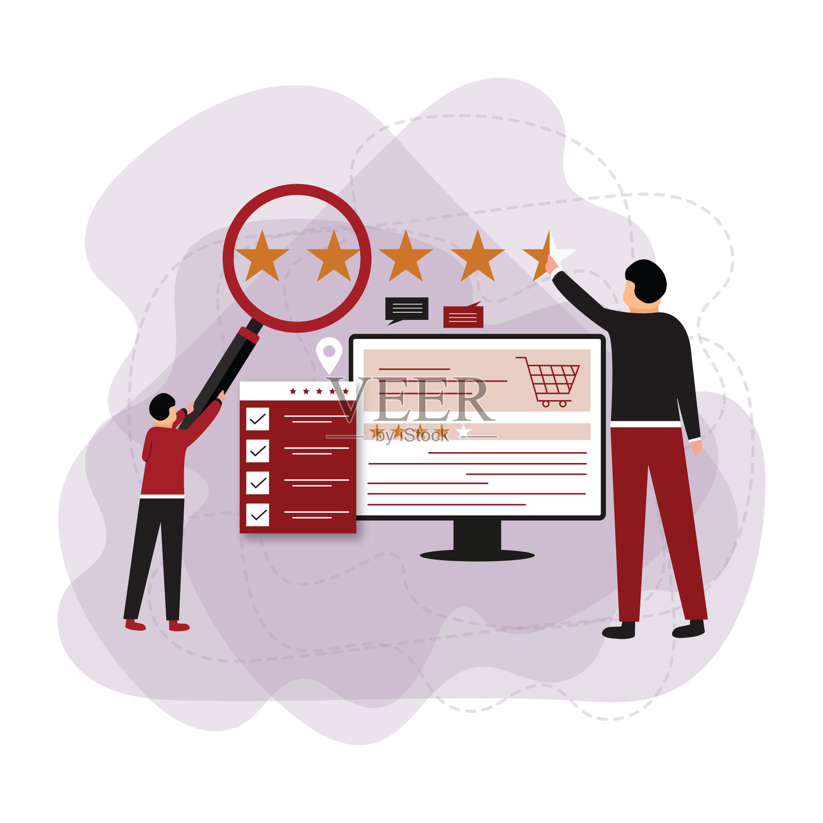 满意的顾客对服务或网上商店的反馈插画图片素材