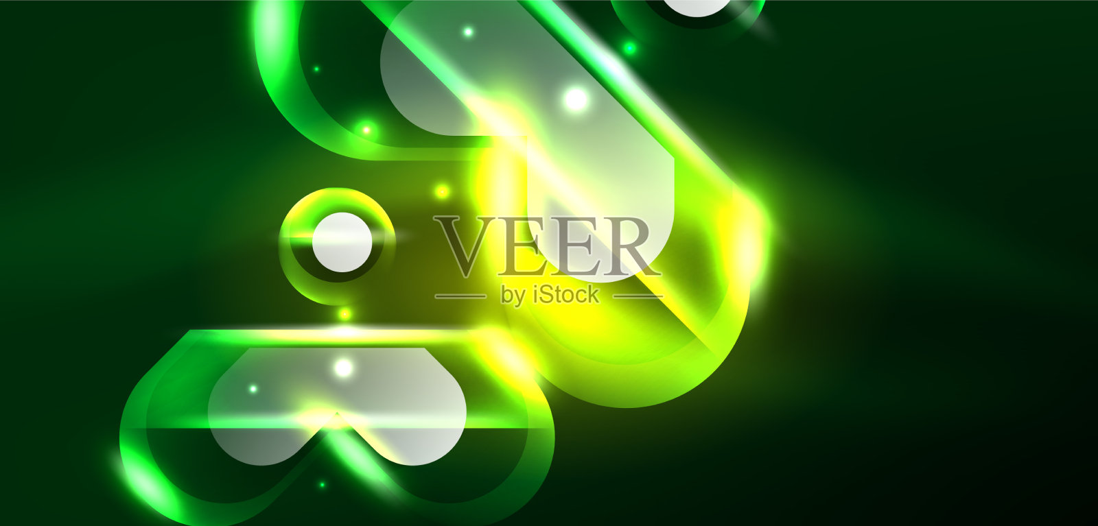 霓虹发光的几何形状抽象插画图片素材