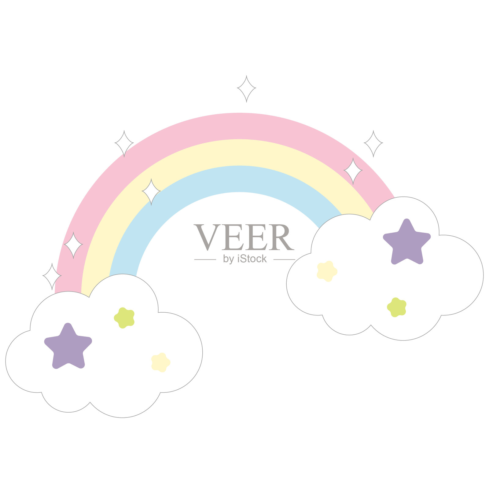 可爱的三色彩虹剪贴画插画图片素材