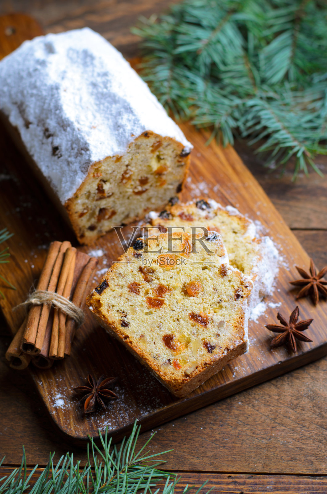 糖粉水果糕，圣诞、寒假小点心照片摄影图片