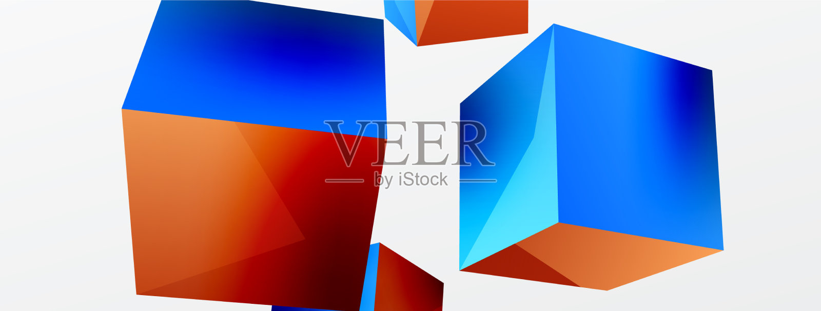 三维抽象背景飞立方体插画图片素材