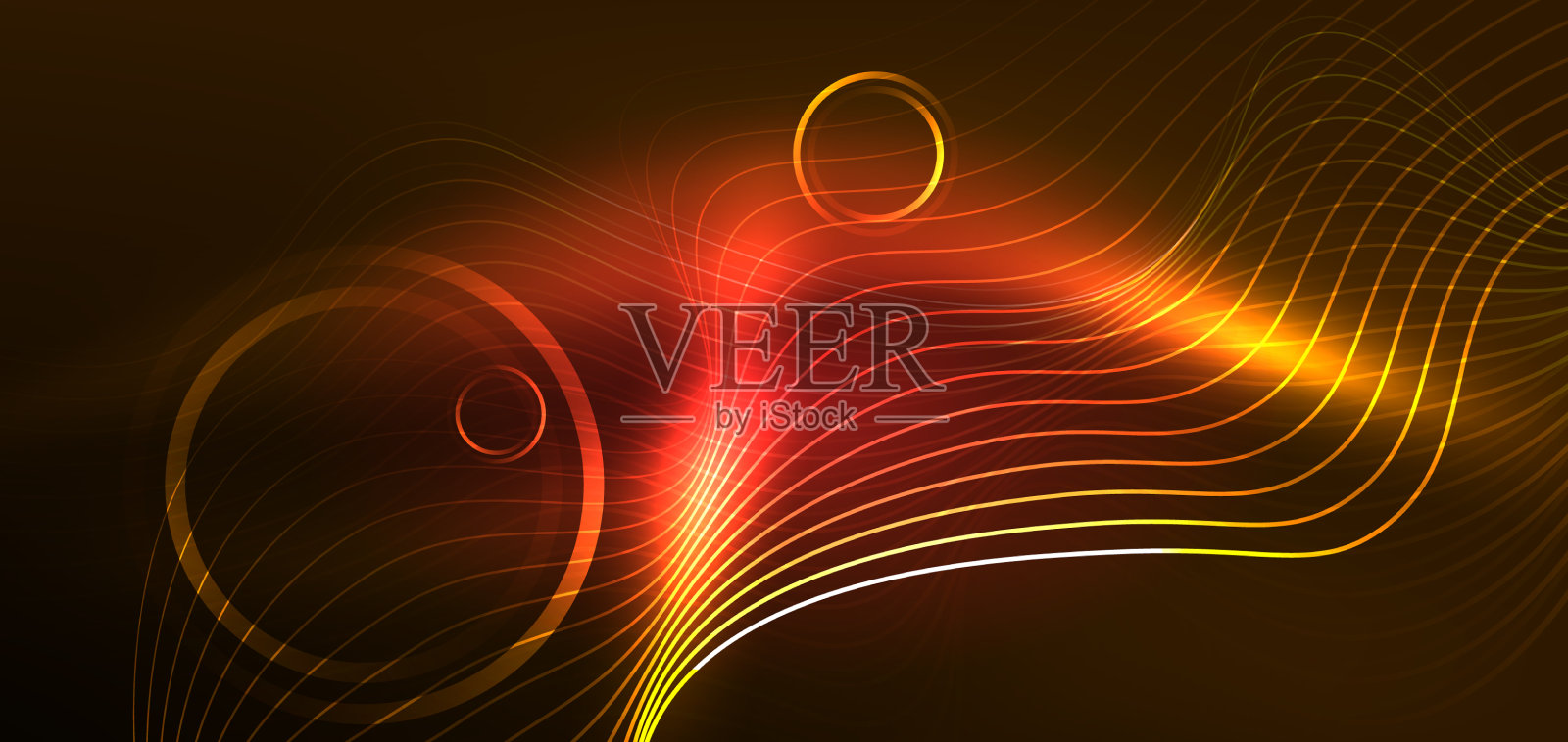 霓虹线条和波浪抽象的背景技术插画图片素材