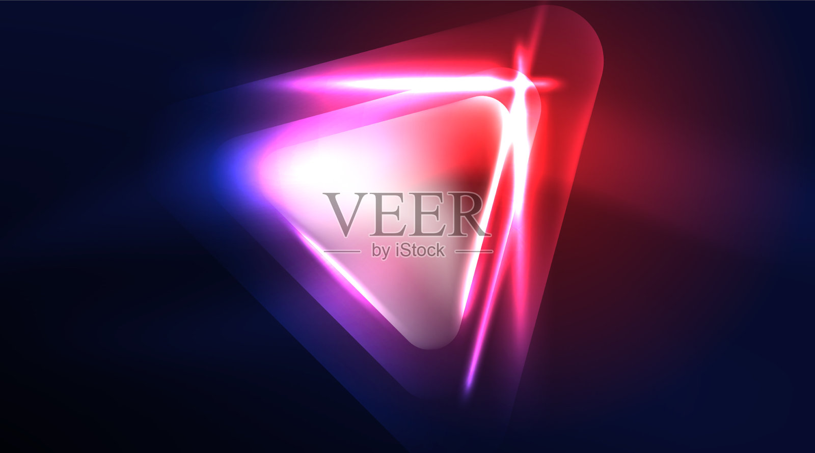 高科技霓虹灯三角形与灯光效果插画图片素材