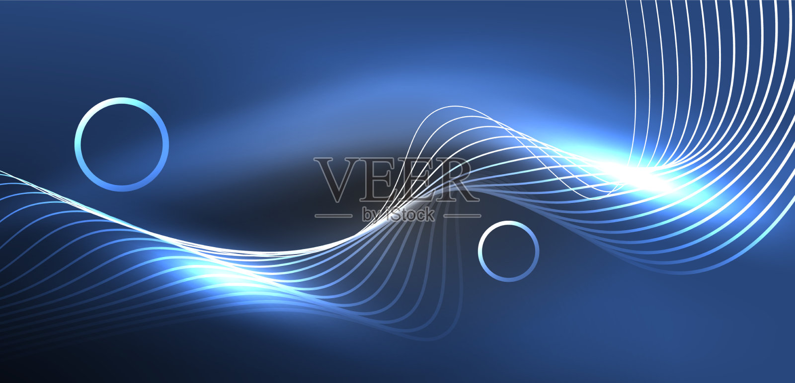 霓虹激光线，圆，波抽象插画图片素材