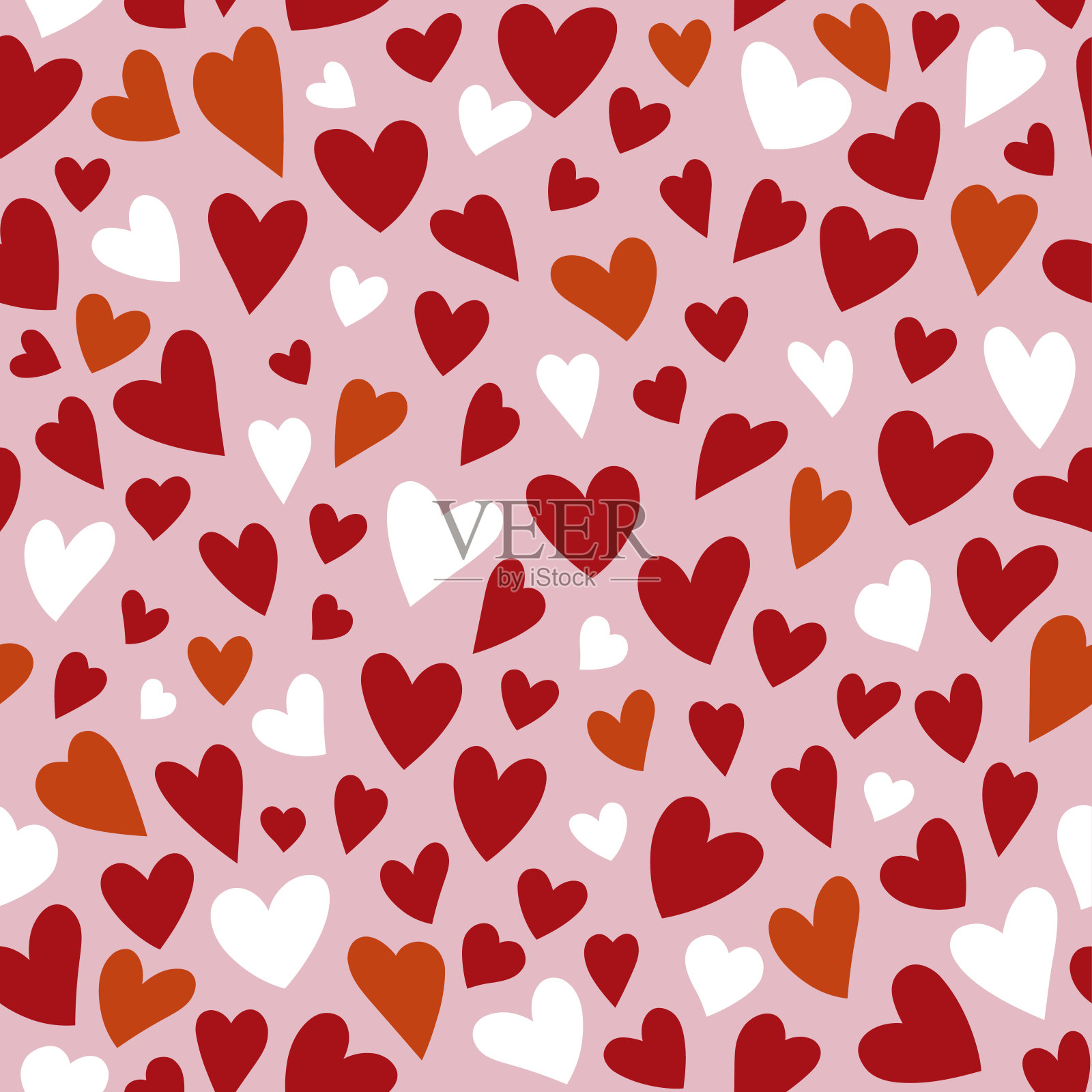 心形图案矢量插图在粉红色的背景。心形图案设计。无缝彩色心形图案插画图片素材