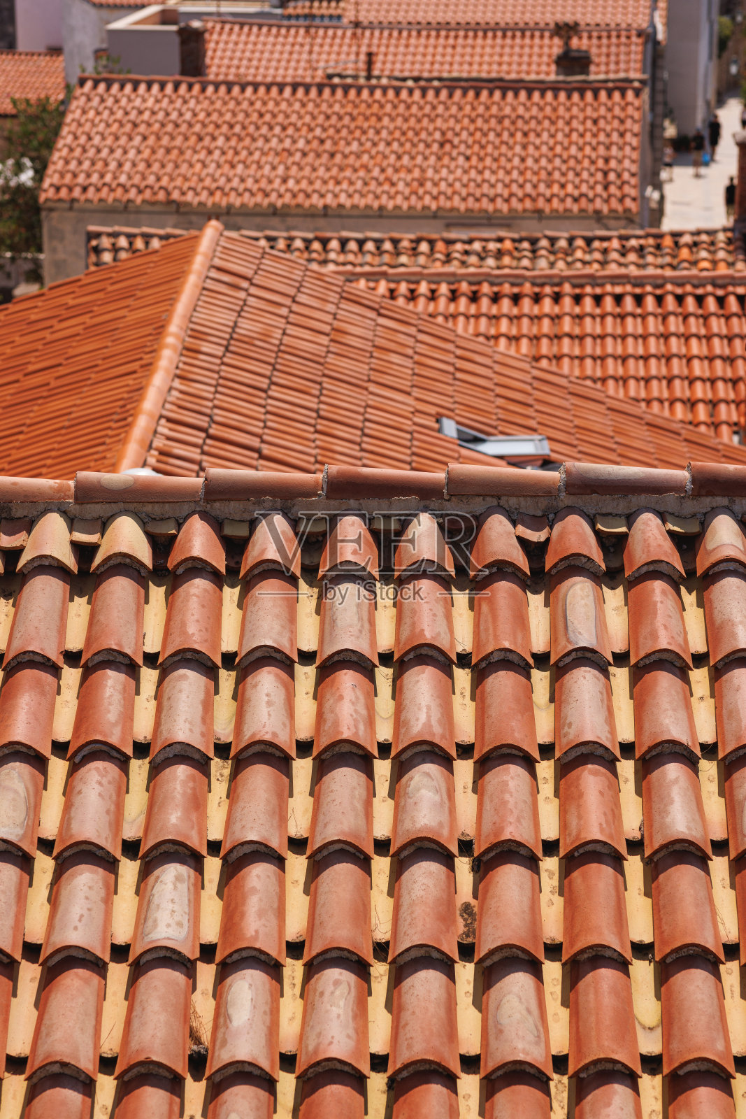 孤立的城镇房屋上的赤陶瓦屋顶照片摄影图片