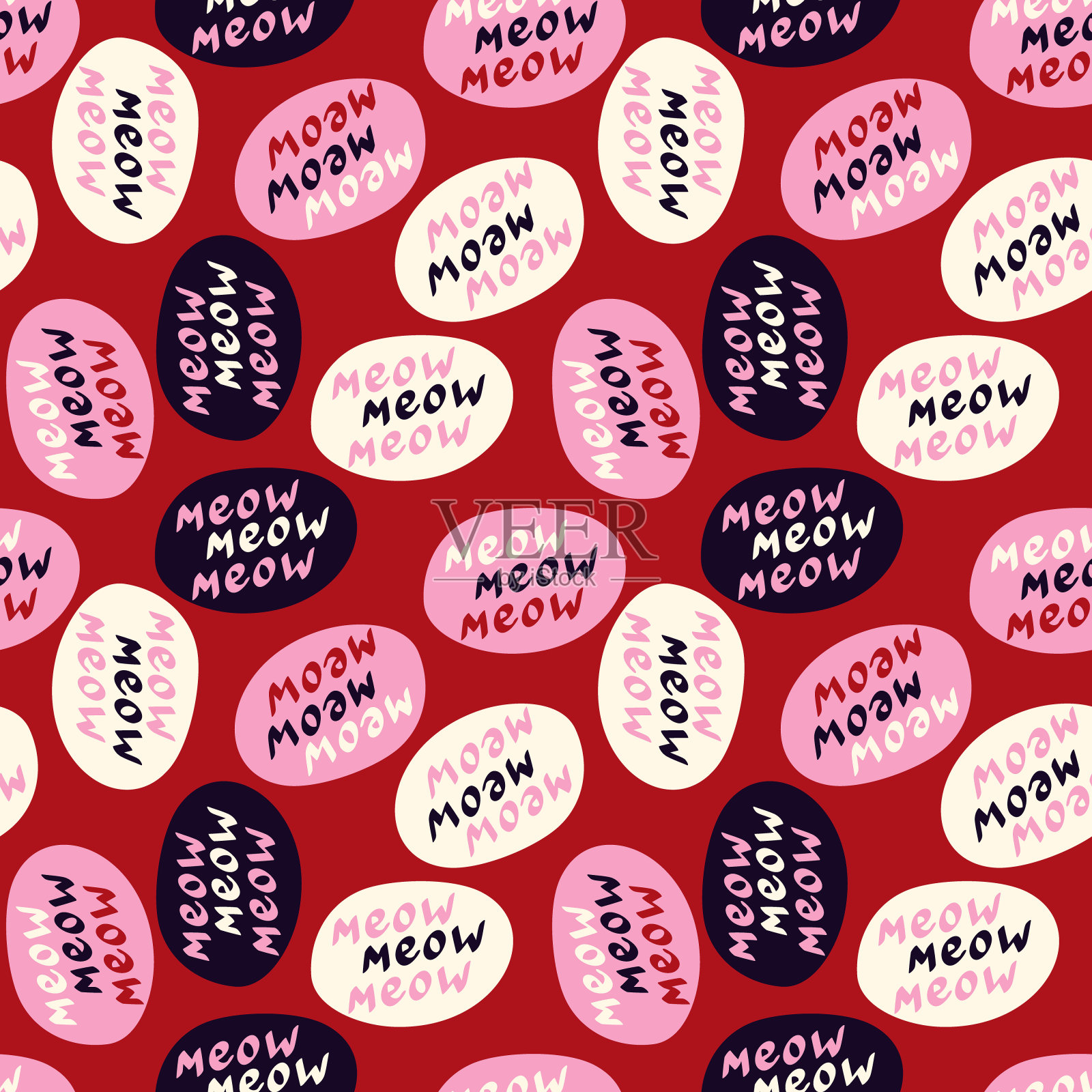 引用猫叫模式。有趣的报价模式插画图片素材