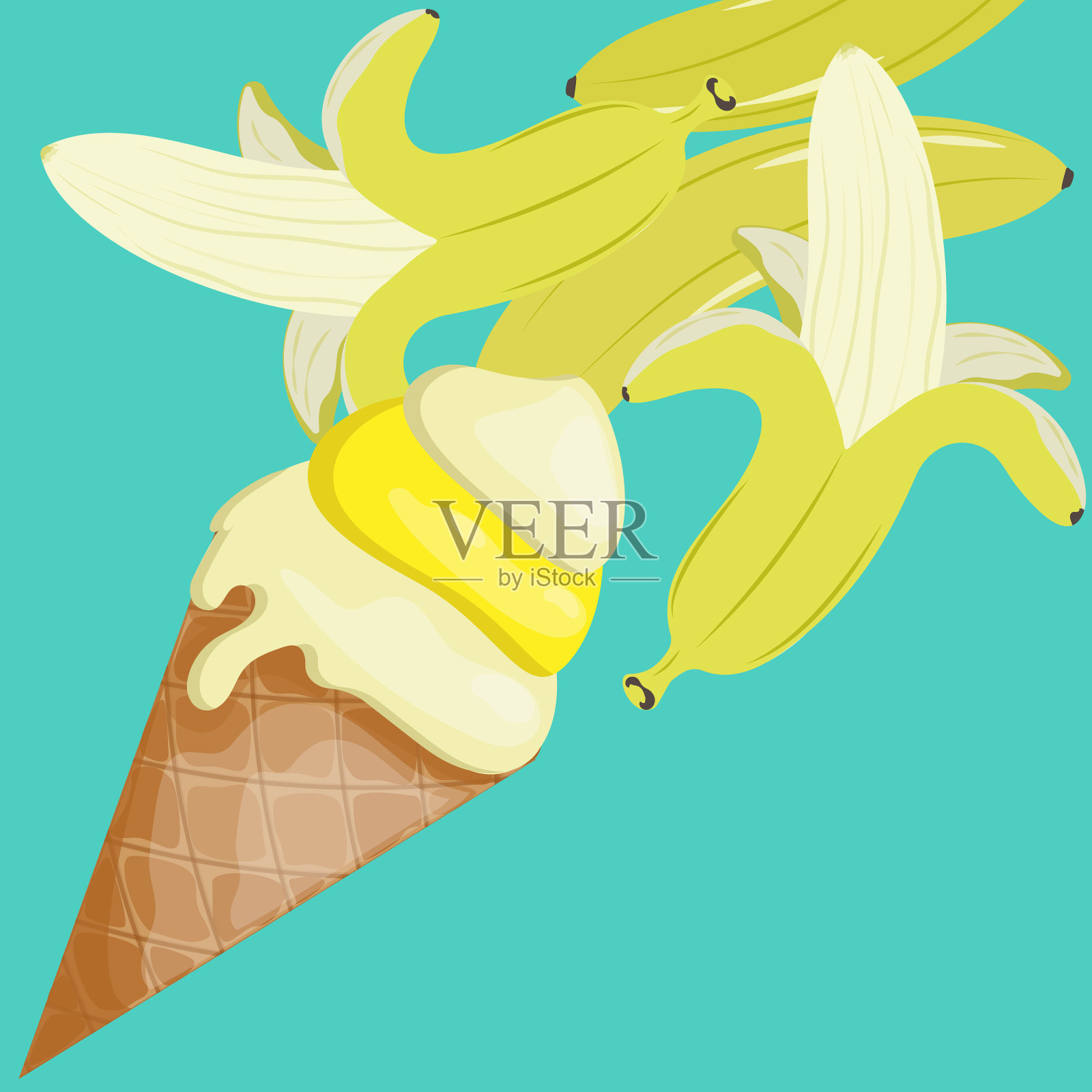 美味的水果冰淇淋插画图片素材