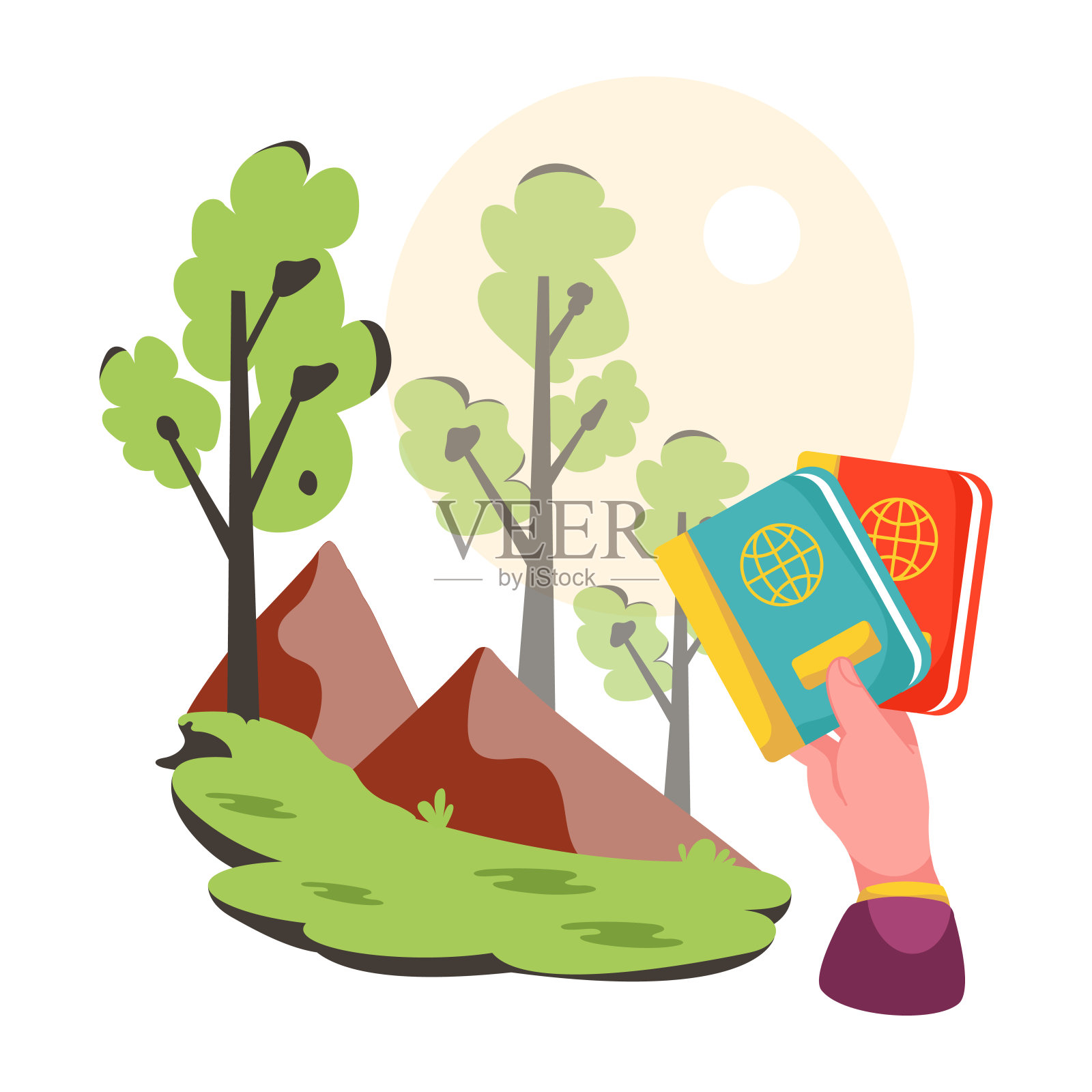 森林的护照插画图片素材