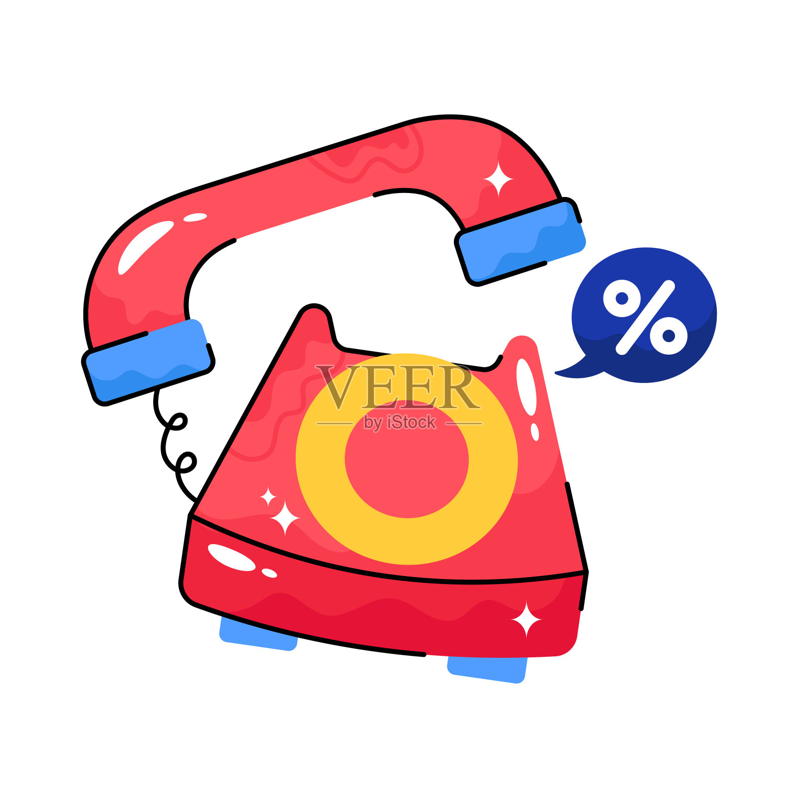 折扣电话涂鸦矢量大纲贴纸。EPS 10文件插画图片素材