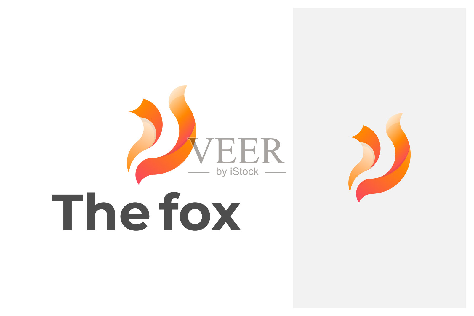 现代最小的狐狸标志设计与渐变的颜色插画图片素材