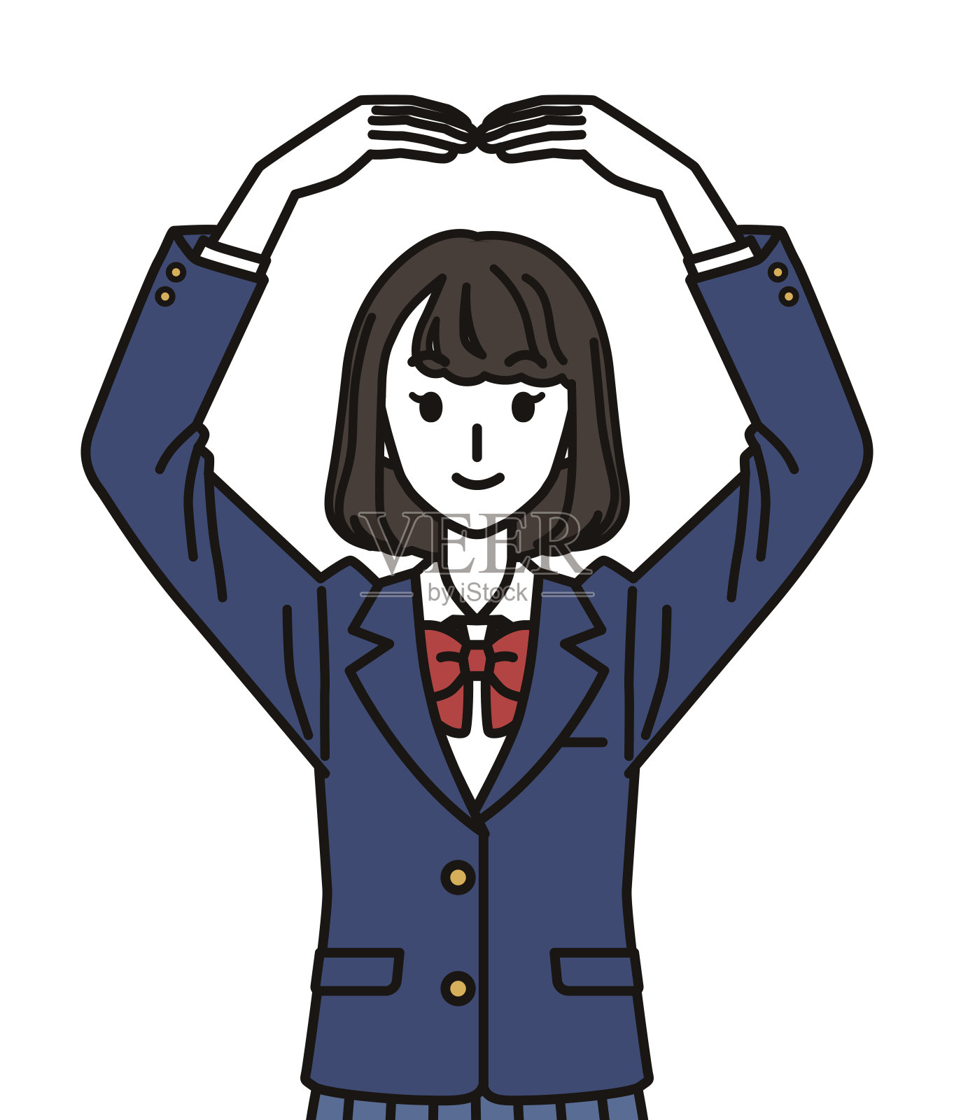 用手做OK手势的初中生和高中生插画图片素材