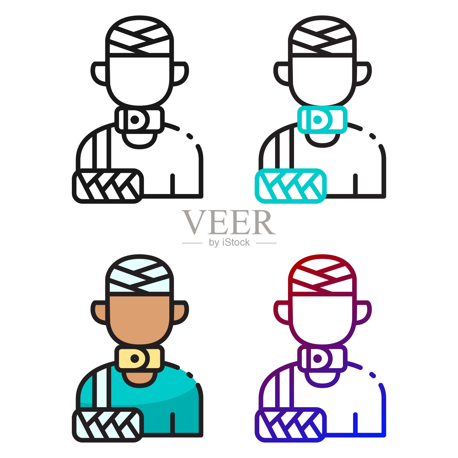 受害者图标设计在四个变化的颜色插画图片素材