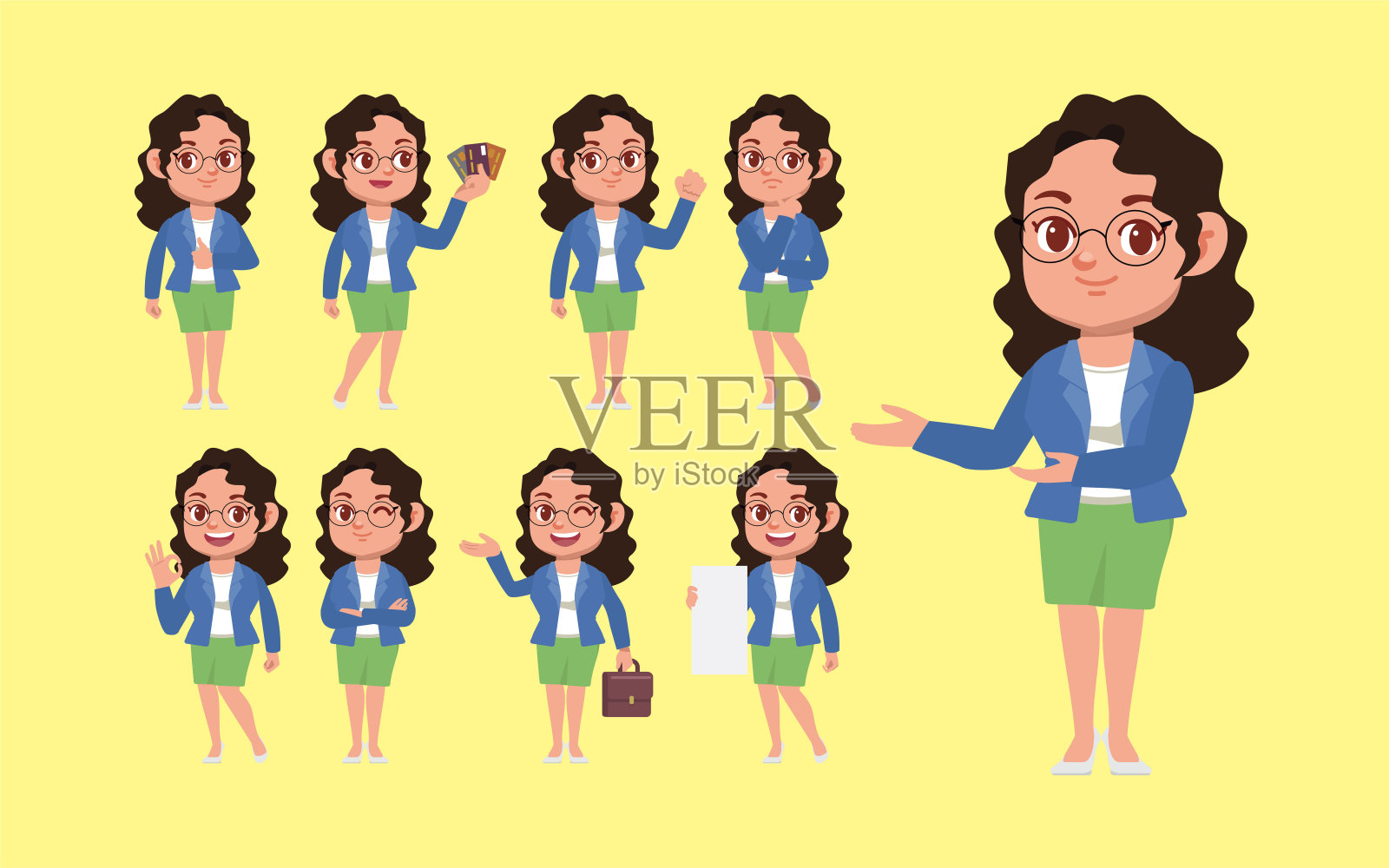 一组摆着不同姿势的人插画图片素材