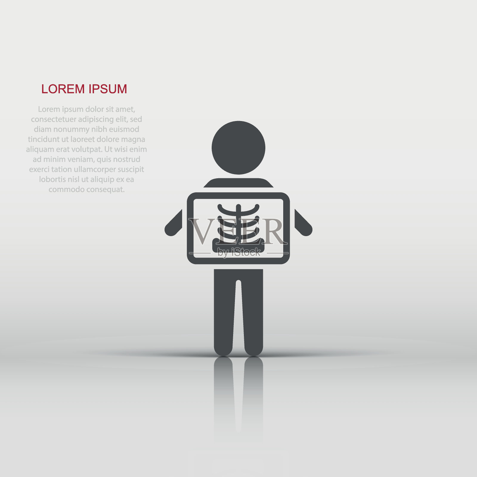 x射线图标在平面风格。放射学矢量插图在白色孤立的背景。医疗扫描的经营理念。插画图片素材