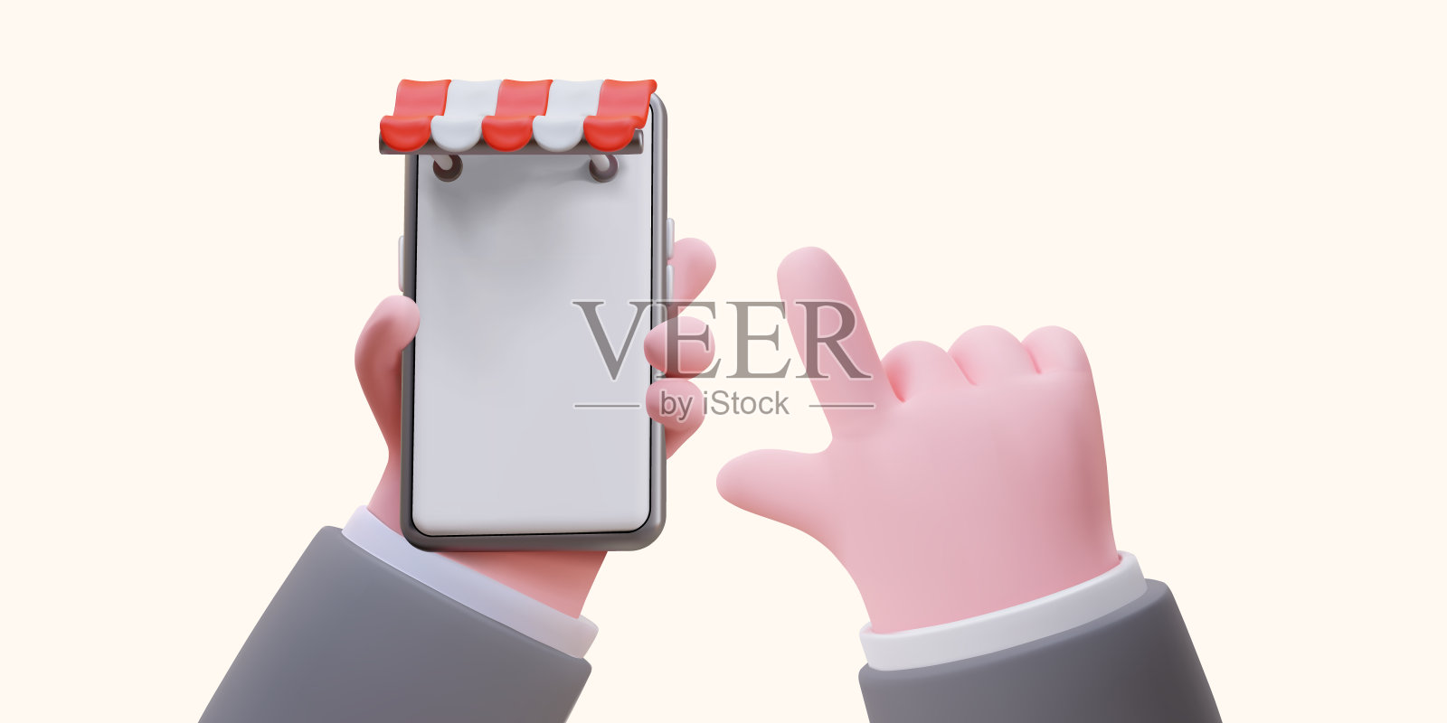 手机网上商店。通过智能手机订购商品插画图片素材