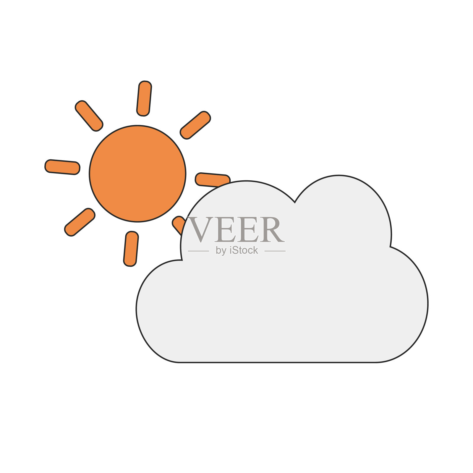 太阳和云。天气预报。向量。插画图片素材