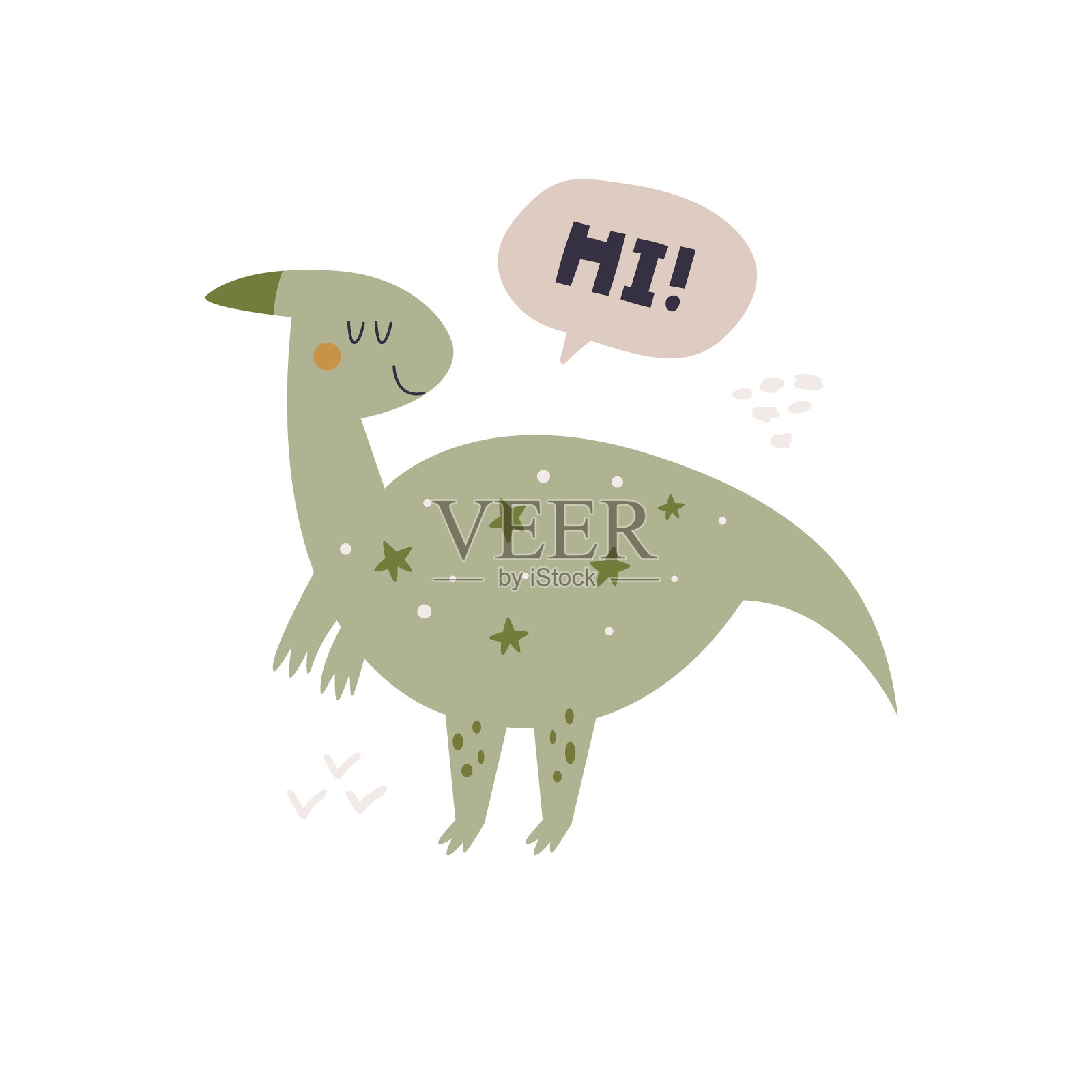 矢量插图有趣，好玩的恐龙和简短的短语在一个简单的平面风格插画图片素材